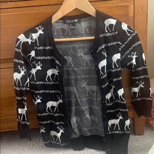 Forever 21 Holiday Sweater Cropped Cardigan
